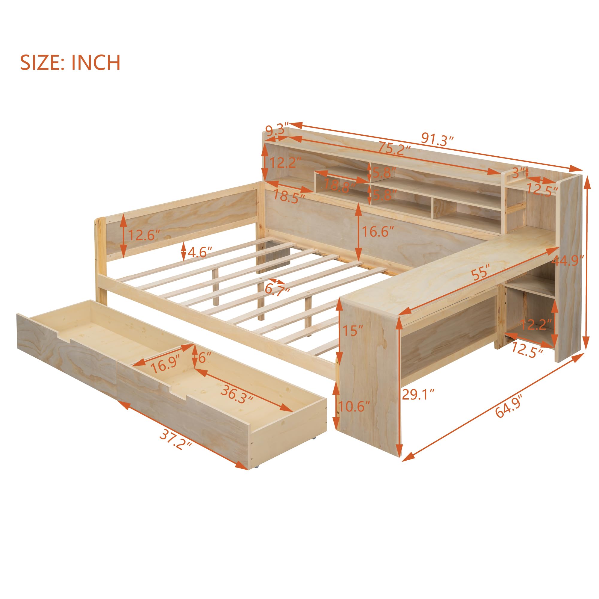Amazon.com: Merax Full Size Wooden Daybed, with Storage Shelves+